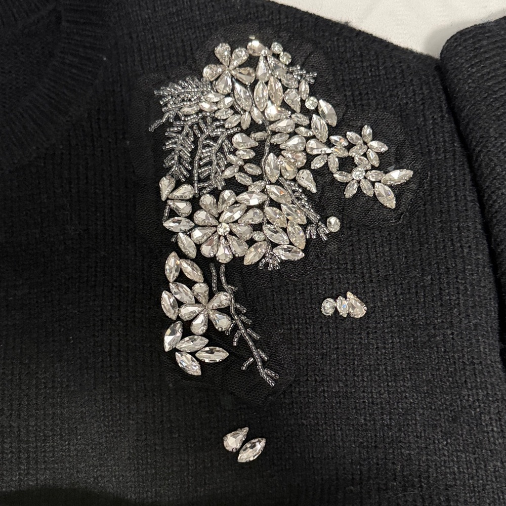NWOT INC Black sweater with rhinestones Detail - Picture 3 of 5